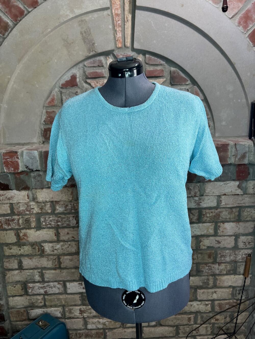 Winter silks top short sleeve blue